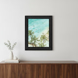 SURFING FROM AFAR Black Framed Print Wall Art