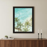 SURFING FROM AFAR Black Framed Print Wall Art