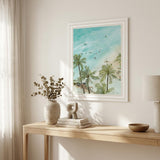 SURFING FROM AFAR White Framed Print Wall Art