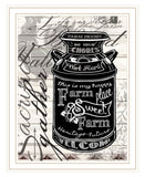 FARM SWEET FARM MILK CAN White Framed Print Wall Art