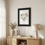 Floral Heart Black Framed Print Wall Art