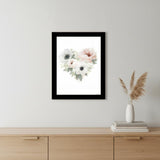 Floral Heart Black Framed Print Wall Art