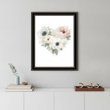 Floral Heart Black Framed Print Wall Art