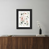 Peony Floral Block Black Framed Print Wall Art