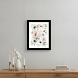 Peony Floral Block Black Framed Print Wall Art