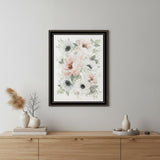 Peony Floral Block Black Framed Print Wall Art