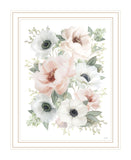 Peony Floral Block White Framed Print Wall Art