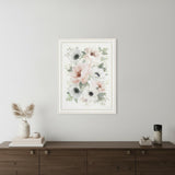 Peony Floral Block White Framed Print Wall Art