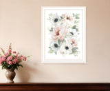 Peony Floral Block White Framed Print Wall Art