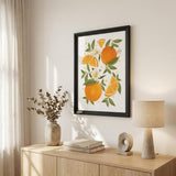 Citrus Orange Botanical Black Framed Print Wall Art
