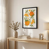 Citrus Orange Botanical Black Framed Print Wall Art