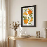 Citrus Orange Botanical Black Framed Print Wall Art