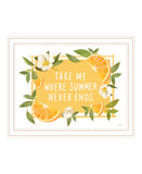 Take Me Where Summer Never Ends White And Gold Framed Print Wall Art