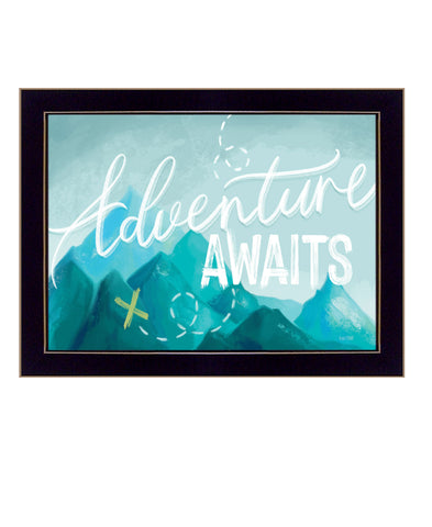 Adventure Awaits Black Framed Print Wall Art