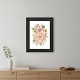 Peachy Petals Black Framed Print Wall Art