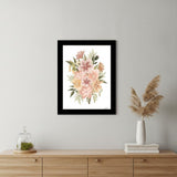 Peachy Petals Black Framed Print Wall Art
