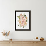 Peachy Petals Black Framed Print Wall Art