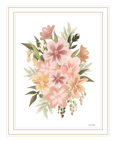 Peachy Petals White Framed Print Wall Art