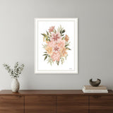 Peachy Petals White Framed Print Wall Art