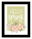 Hello Spring Floral Black Framed Print Wall Art