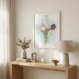 Flower Farm Bouquet White Framed Print Wall Art