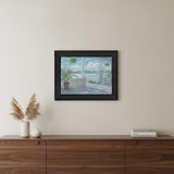 Coastal Porch Black Framed Print Wall Art