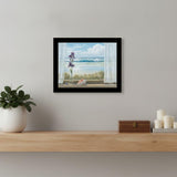 Irises on Windowsill Black Framed Print Wall Art