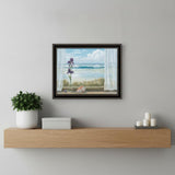 Irises on Windowsill Black Framed Print Wall Art
