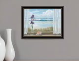 Irises on Windowsill Black Framed Print Wall Art