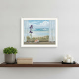 Irises on Windowsill White Framed Print Wall Art