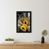 Sunflower Bouquet Black Framed Print Wall Art
