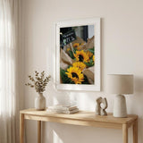Sunflower Bouquet White Framed Print Wall Art