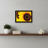 Sunflower Portrait Black Framed Print Wall Art
