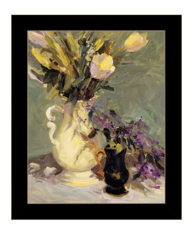 Tulips and Lavender Black Framed Print Wall Art