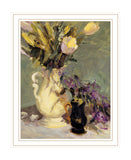 Tulips and Lavender White Framed Print Wall Art