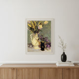 Tulips and Lavender White Framed Print Wall Art