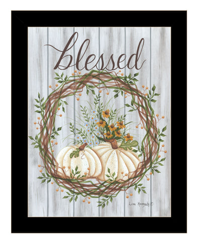 Blessed Wreath Black Framed Print Wall Art