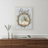 Blessed Wreath White Framed Print Wall Art
