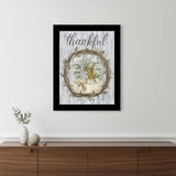 Thankful Wreath Black Framed Print Wall Art