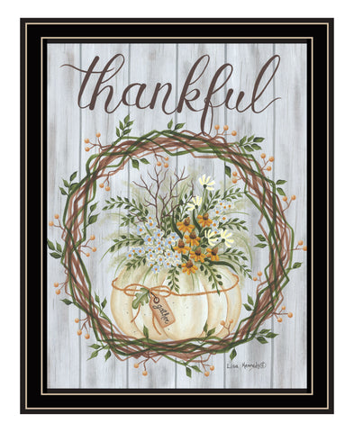 Thankful Wreath Black Framed Print Wall Art