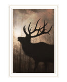 Elk Sunrise White Framed Print Wall Art