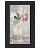 Cottage Peach Rose Black Framed Wall Art