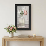 Cottage Peach Rose Black Framed Wall Art