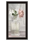 Cottage Peach Rose Black Framed Print Wall Art