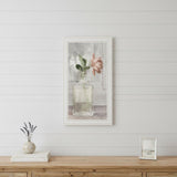 Cottage Peach Rose White Framed Print Wall Art