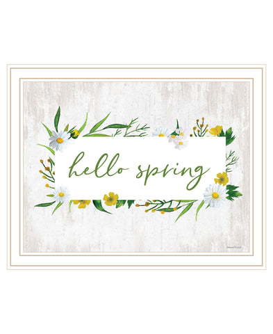 Hello Spring White Framed Print Wall Art