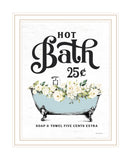 Hot Bath White Framed Print Bathroom Wall Art