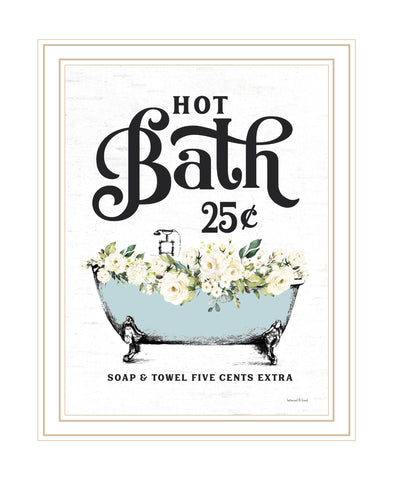 Hot Bath White Framed Print Bathroom Wall Art