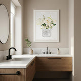 Bathroom Flower Ja White Framed Print Bathroom Wall Art