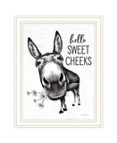 Hello Sweet Cheeks Donkey White Framed Print Bathroom Wall Art